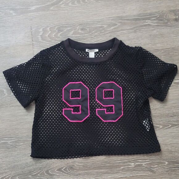 Forever 21 Black Caged "99" Cropped Top - Picture 1 of 5